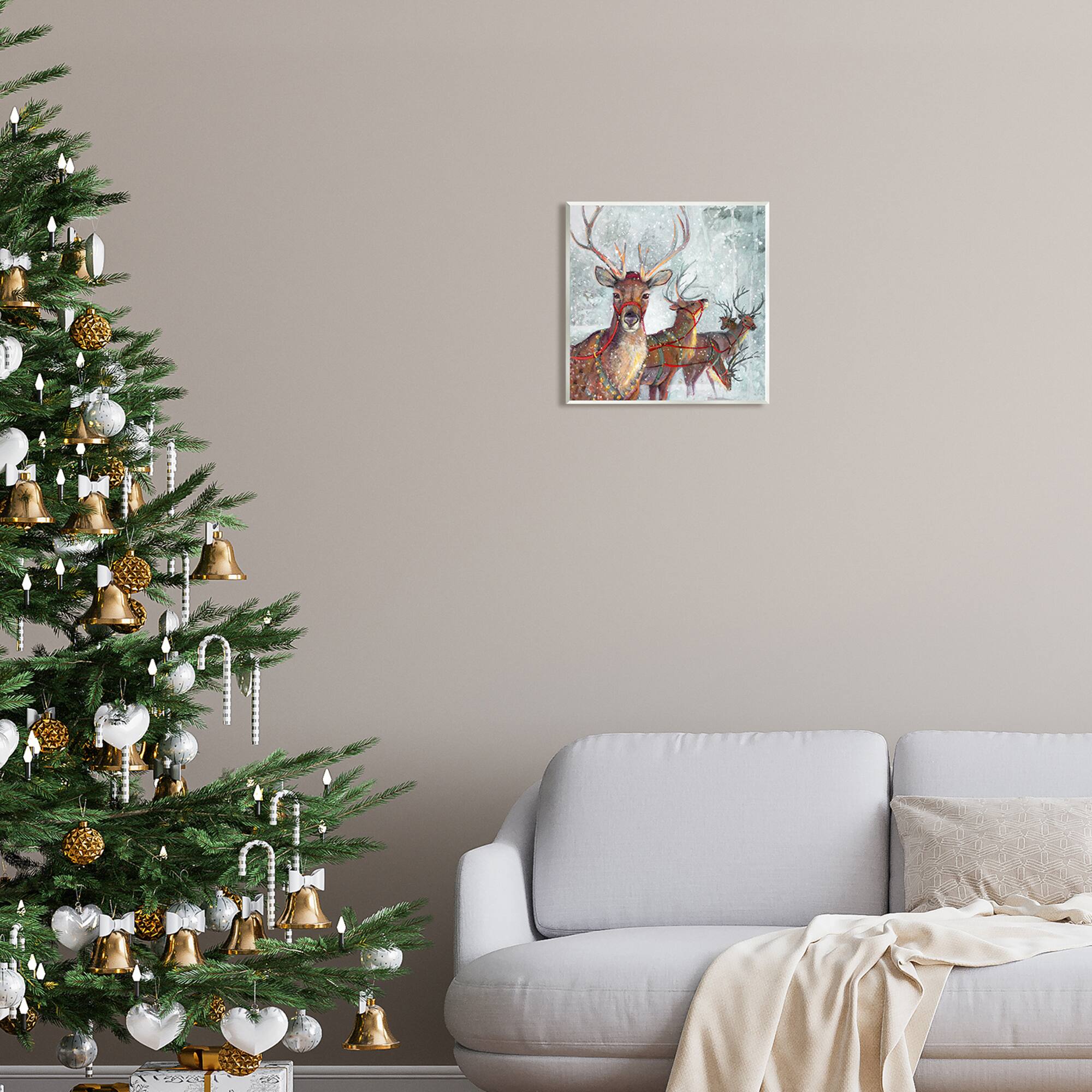 Stupell Industries Winter Reindeer Holiday Landscape Wall Art